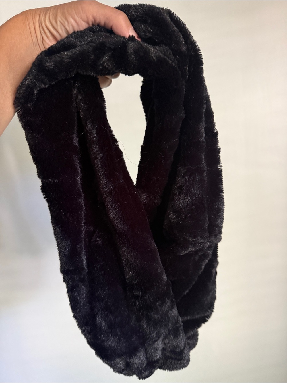 Anthropologie black Plush Faux Fur Infinity Scarf